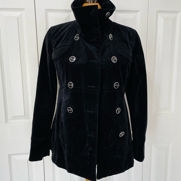 Calvin Klein Jeans Jackets & Blazers - Calvin Klein Jeans Black Velvet Double-Breasted Pea Coat Missing button
